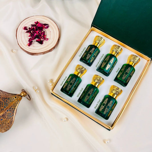 Jawhar-e-Jannat Premium Attar Set – 6 alcohol-free luxury perfume oils, 12ml each