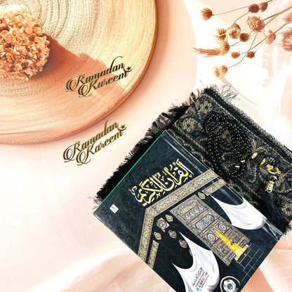 Handmade Karbala Turbah set featuring Quran, Tasbih beads, and spiritual Karbala soil.