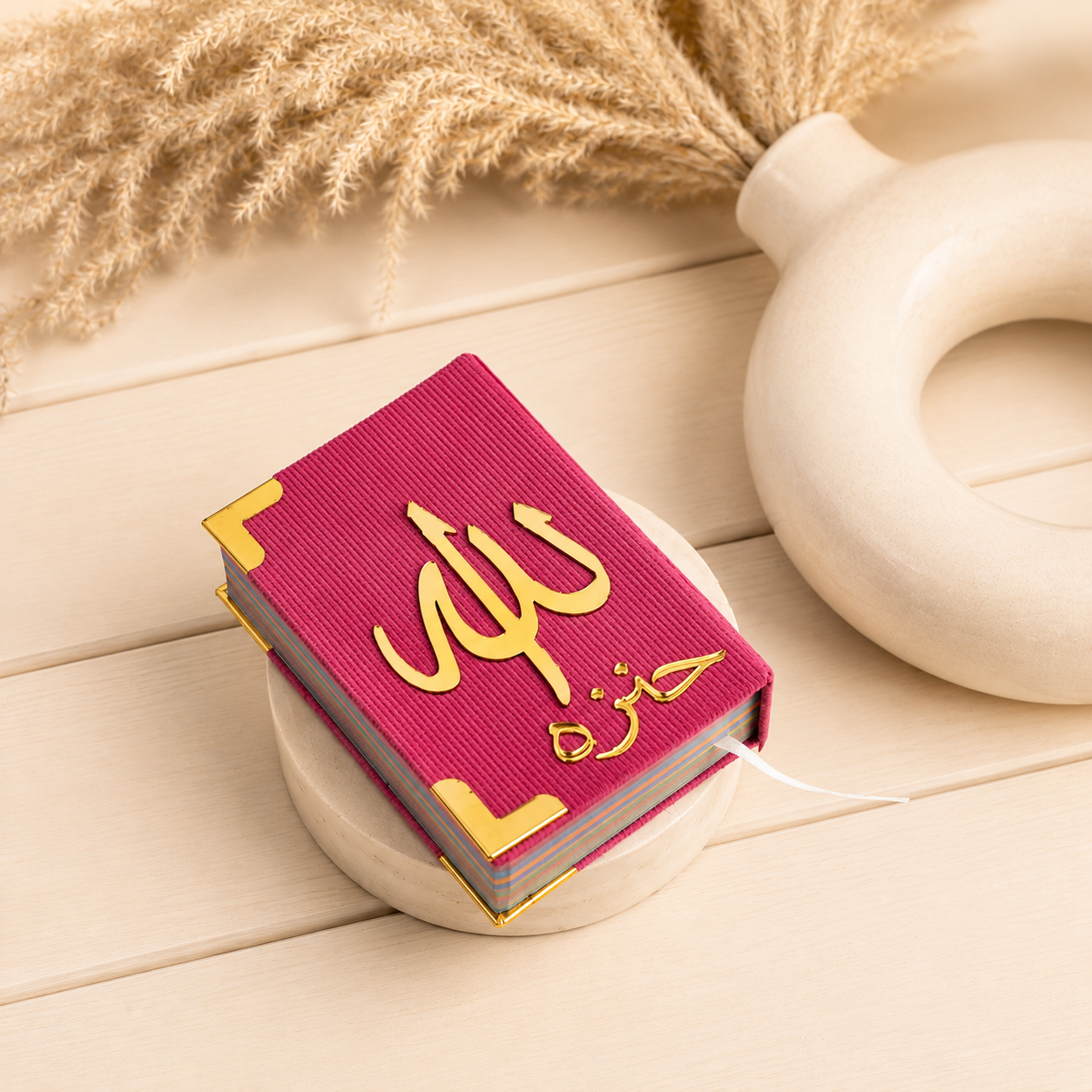 Kids Barkate Jariyah Aesthetic Pink Hamper | Prayer Mat with Name Customisation Option | Soft Velvet Prayer Rug | Pink