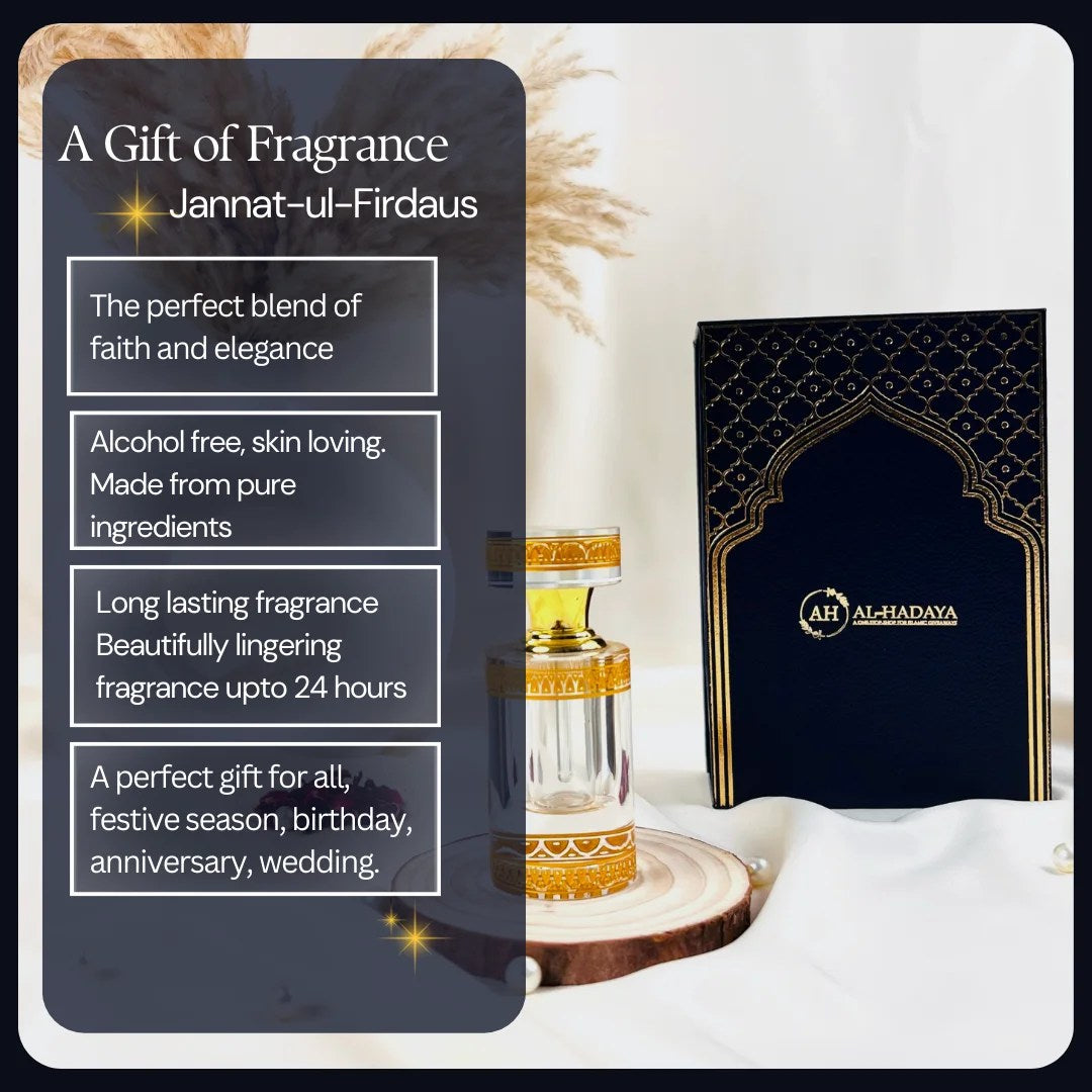 Luxury crystal perfume oil, Jannat-ul-Firdaus Attar 12ml, timeless traditional scent