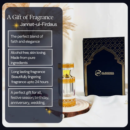 Luxury crystal perfume oil, Jannat-ul-Firdaus Attar 12ml, timeless traditional scent