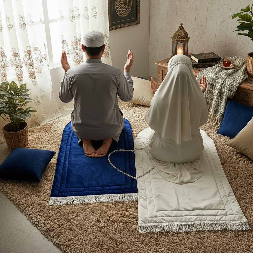 Luxury Couple Prayer Rug Set – Islamic Gift for Newlyweds & Couples