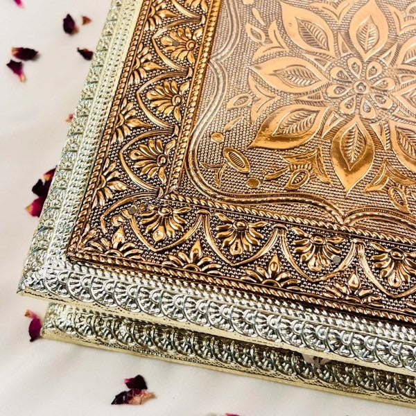 Elegant 500g dry fruit gift box with assorted nuts and dates, ideal for festive occasions