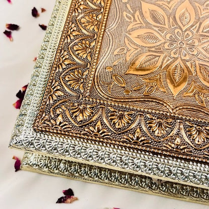 Elegant 500g dry fruit gift box with assorted nuts and dates, ideal for festive occasions