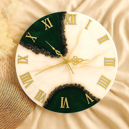 Custom resin wall clock made with premium pigments, ideal for housewarming