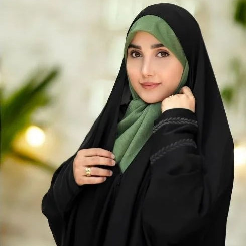 Black Zipper Abaya Dress For Girls - Main Image