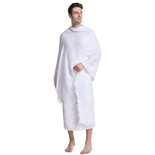 100% natural cotton Ihram towel set for Hajj and Umrah pilgrims.