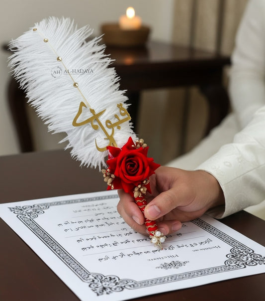 “Qubool Hai” Nikah pen designed for bride and groom