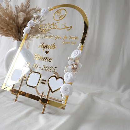 Personalized Nikah frame with custom thumb impressions, Nikah thumb board acrylic plate for weddings, Islamic marriage keepsake gift.