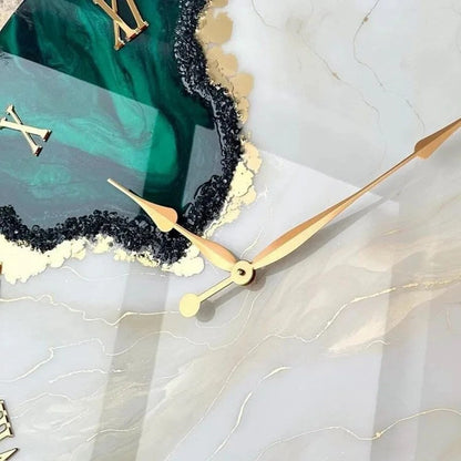 Luxury resin clock with natural stones, ideal for elegant home decoration