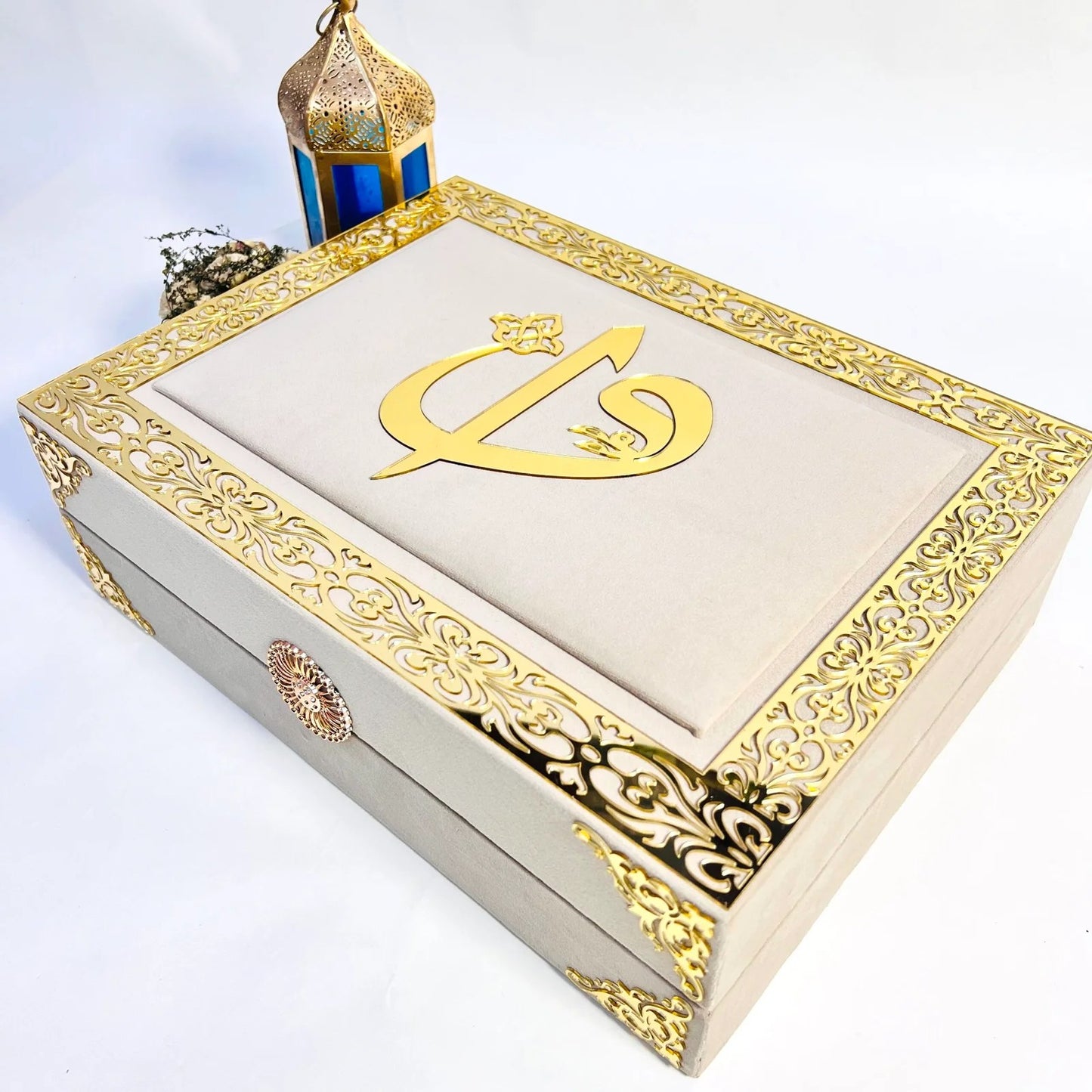 Personalized Hubb Al-Iman Quran Gift Set – Velvet Quran, Tasbih, Attar & Prayer Essentials