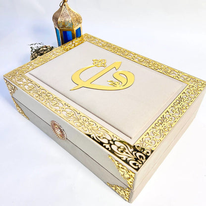 Personalized Hubb Al-Iman Quran Gift Set – Velvet Quran, Tasbih, Attar & Prayer Essentials