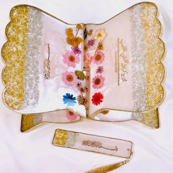 Custom name resin Quran box and stand combo, handcrafted by Al-Hadaya