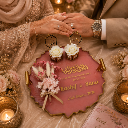 Personalized Islamic Engagement Ring Tray For Engagement Ceremony & Ring Presentation Decor