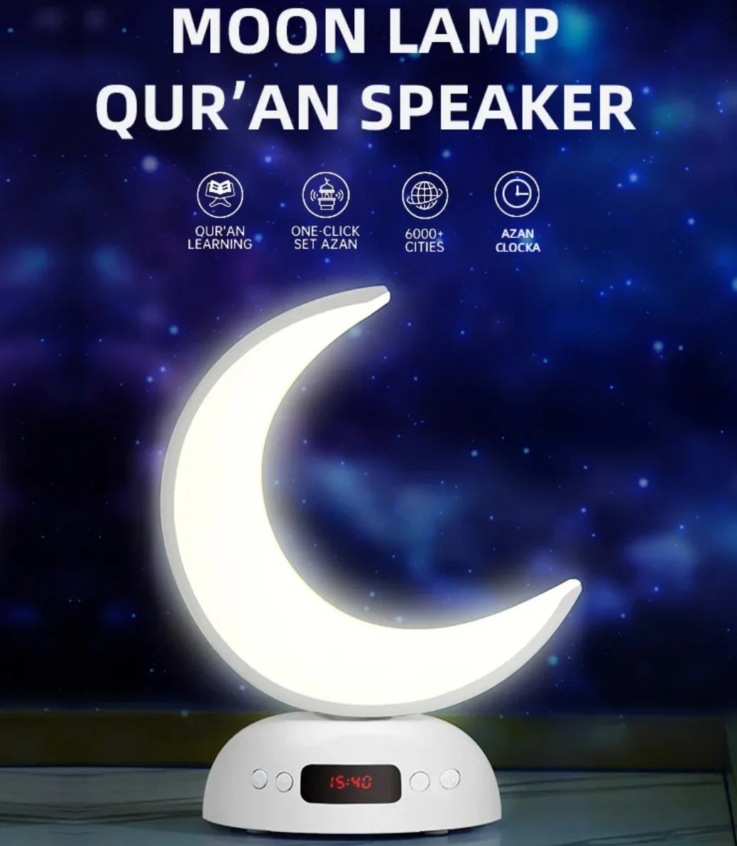 Smart Quran speaker with azan clock and crescent moon