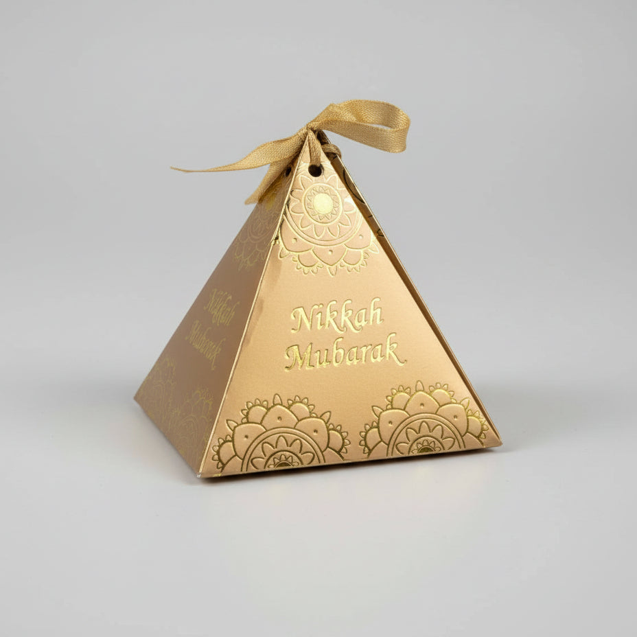 Wedding Gift Favor / Bid Boxes - Cardboard Paper Wedding Party Box - Engagement Anniversary Nikkah Mubarak Pyramid shape.
