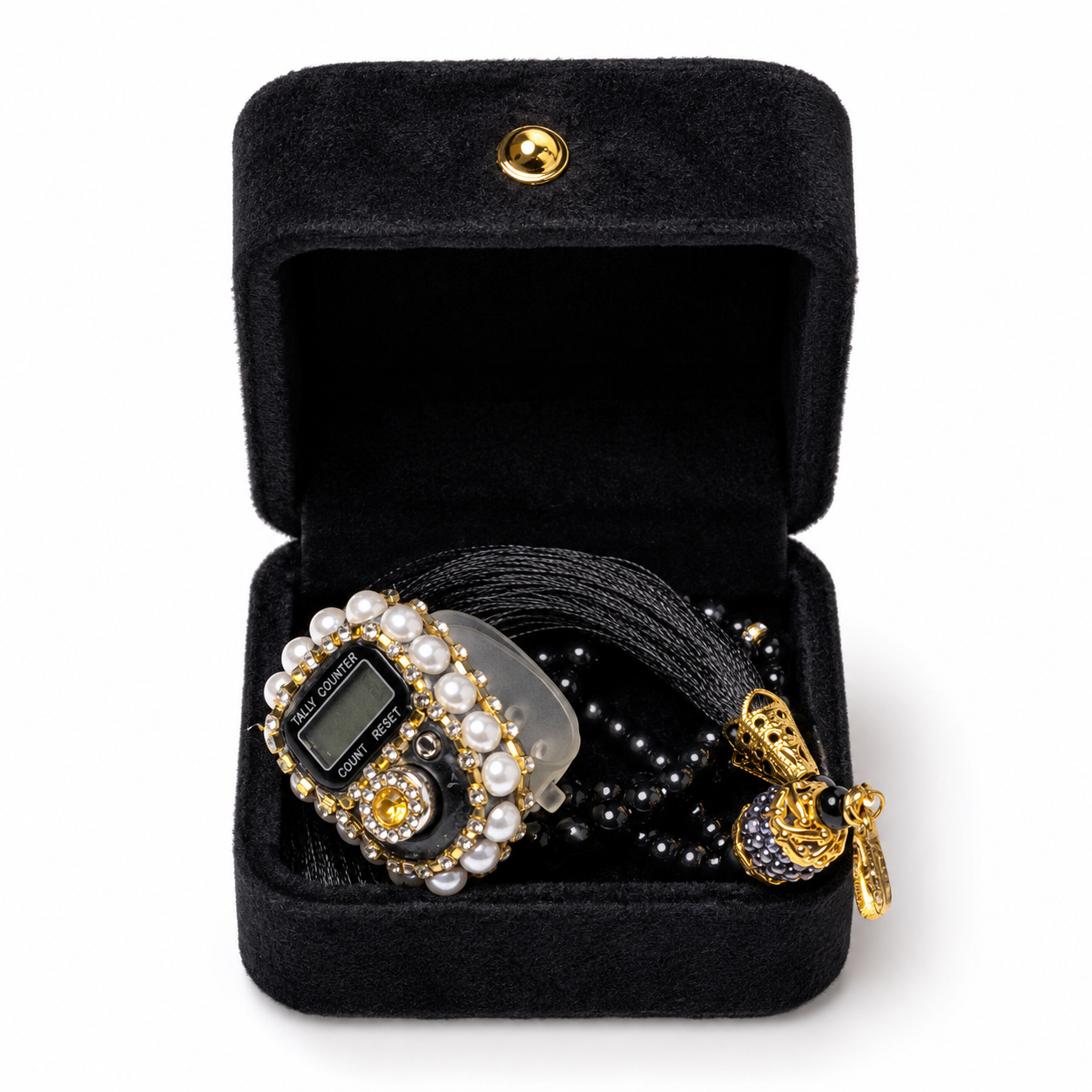 Luxury Black & Gold Tasbih Gift Set | Digital Zikr Counter Gift Box