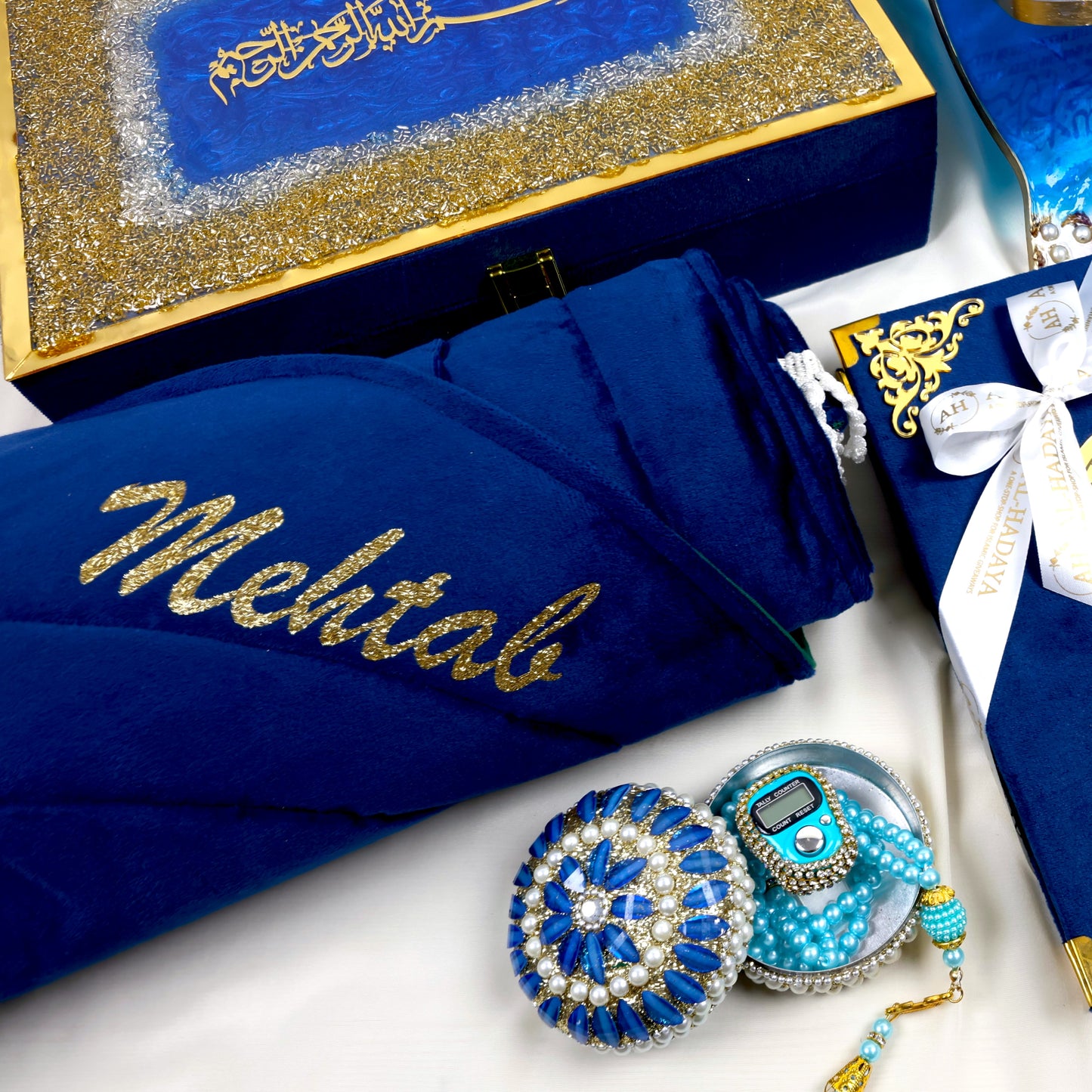 Royal Blue Elegance: Barkat-e-Jariyah Resin Quran Hamper