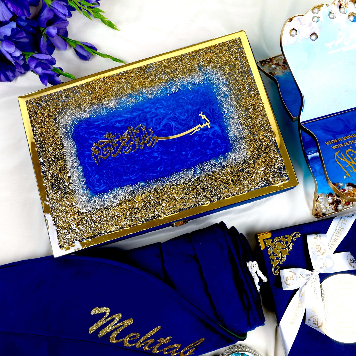 Royal Blue Elegance: Barkat-e-Jariyah Resin Quran Hamper