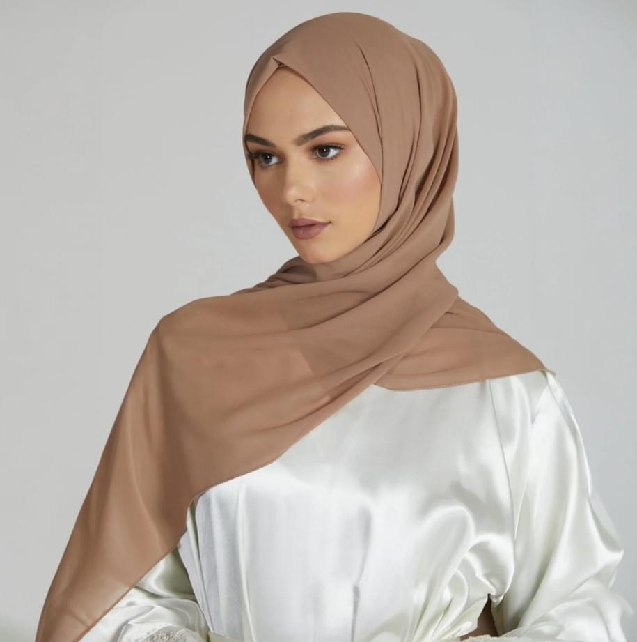 Beige Premium Chiffon Hijab.