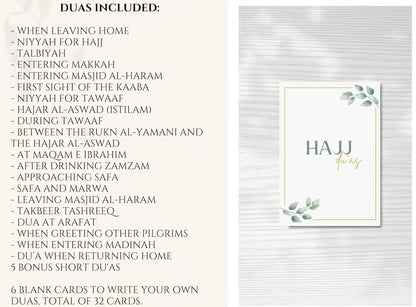 Hajj Dua Cards, Hajj Duas Physical Cards, Duas For Hajj, Hajj Flashcards, Hajj Duas PDF| Total of 32 cards.