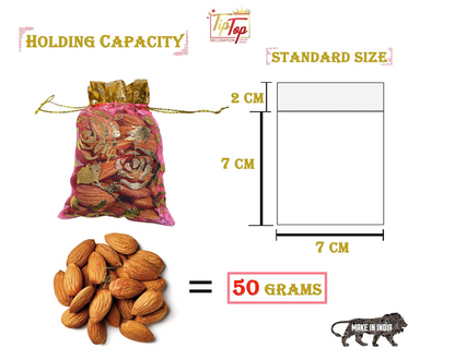 Nikah Return Potlis  (Size 7X9 Cm) (Floral Pattern) (100 Pieces, Saffron Gold) Only Potli