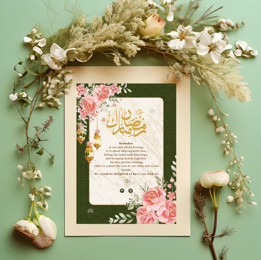 Ramadan Iftar Invitation Floral Design | Digital Download