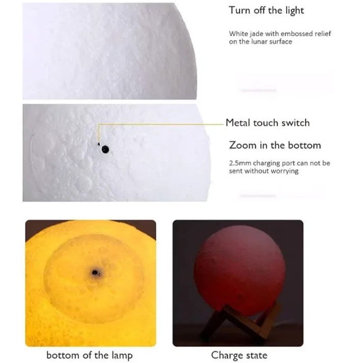 Smart Quran Moon Lamp featuring multi-language Quran recitations and remote control.