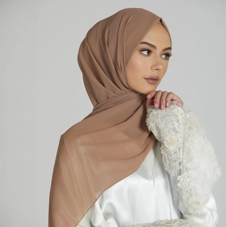 Beige Premium Chiffon Hijab.