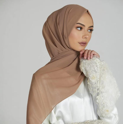 Beige Premium Chiffon Hijab.