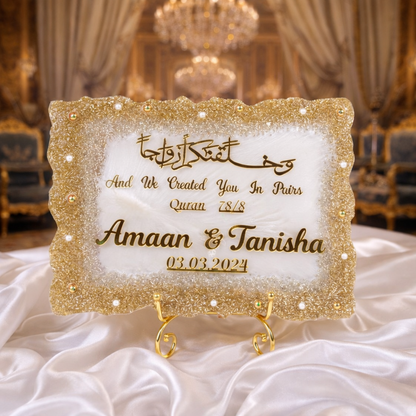 Noor Luxe Off-White Sequin Couple Frame – 12x9 Inches