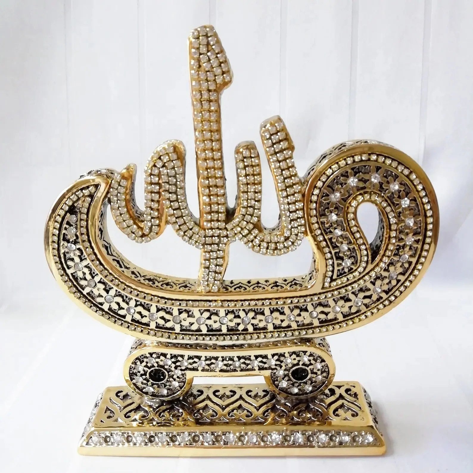 Elegant Allah and Muhammad name ornaments for Muslim home or office decoration.