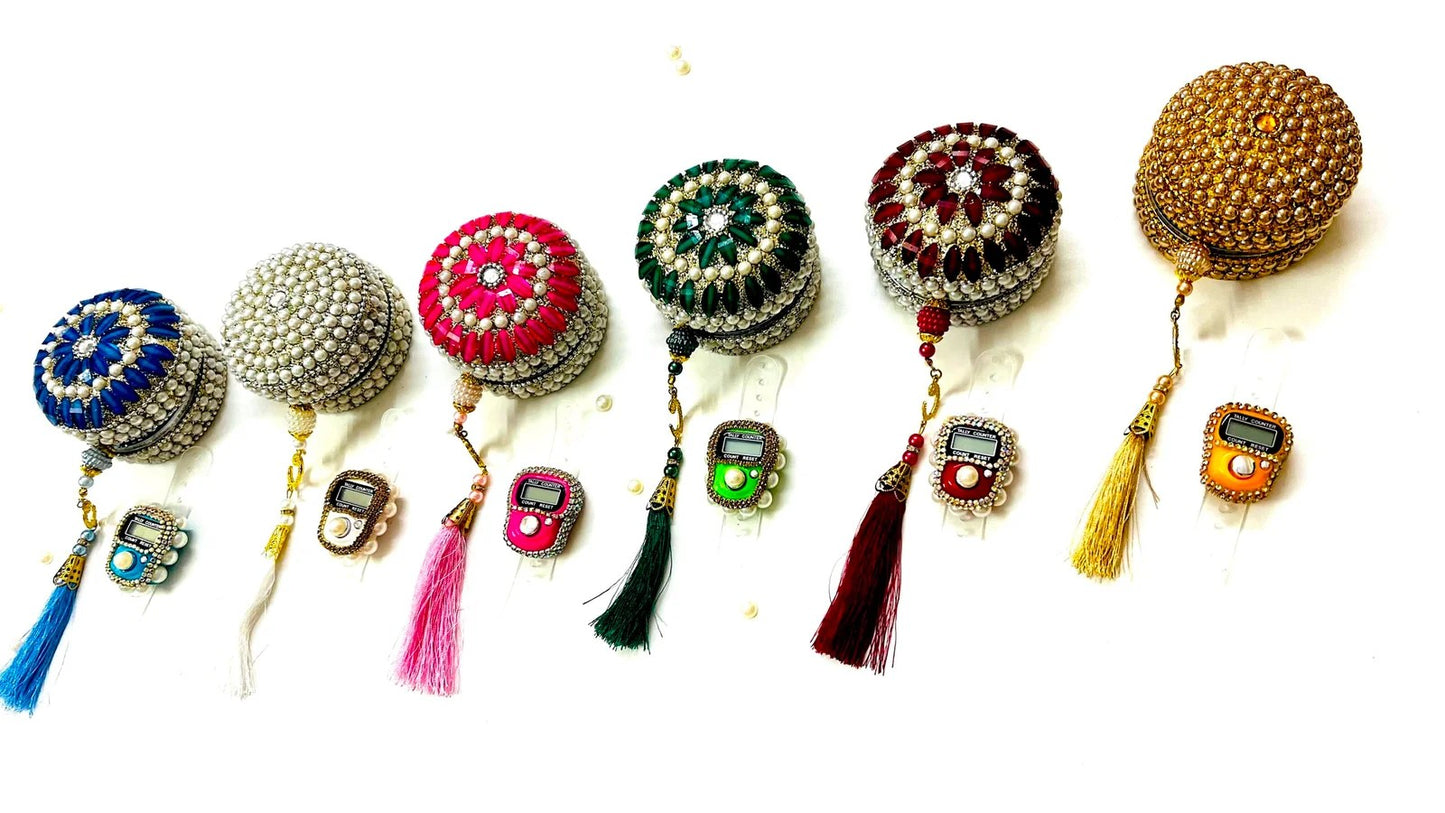 Elegant Islamic Tasbih Gift Set – Handcrafted Prayer Beads with Studded Counter