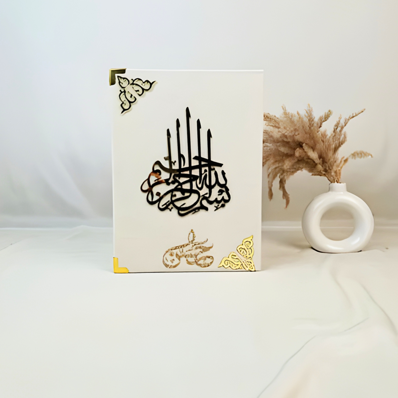 Classic White Quran Hamper with Rehal | Premium Velvet