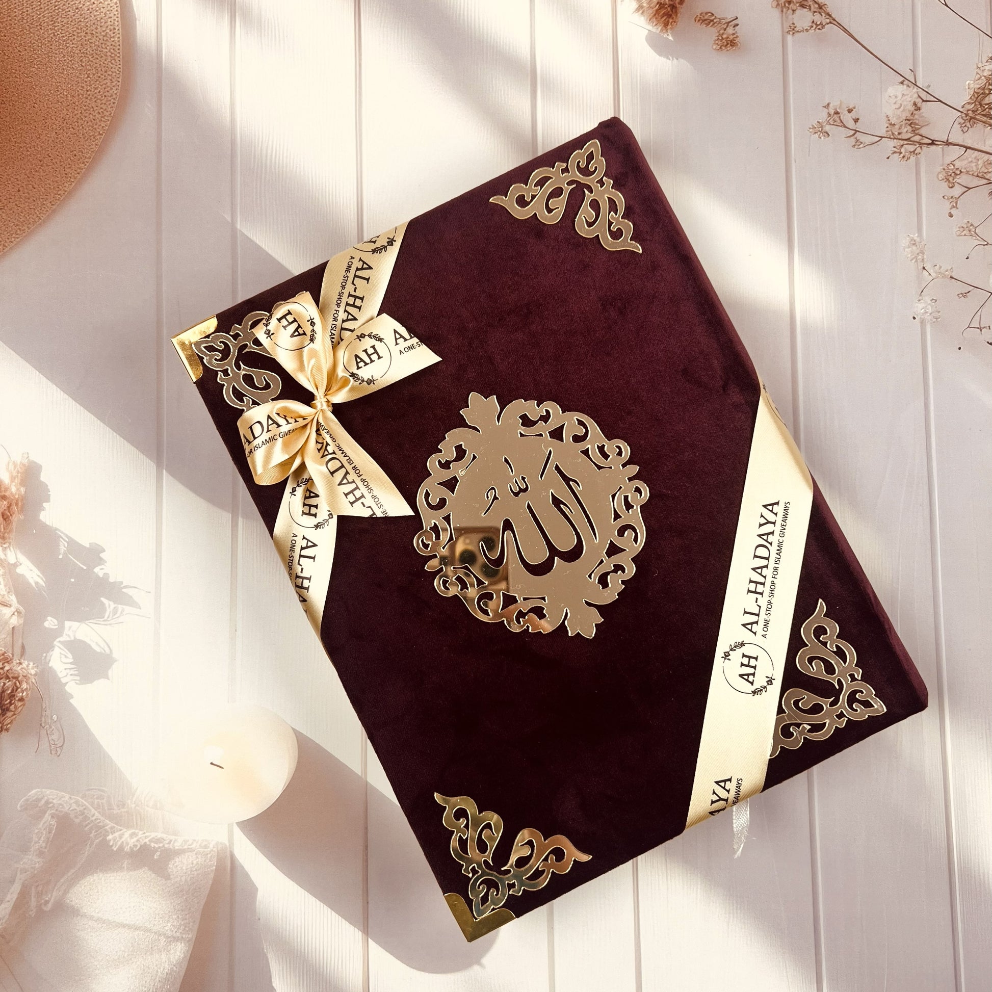 Wine colour Elegance velvet covered Quran 