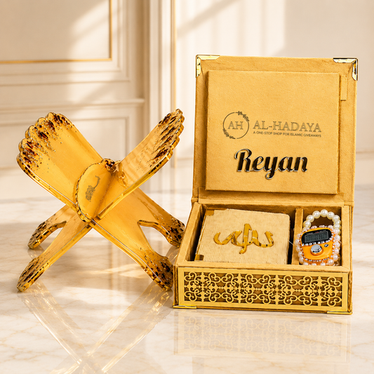 Personalized Mustard Yellow Kids Quran Gift Hamper