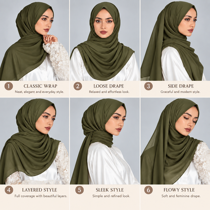 Premium Olive green  Hijab | Elegant Modest Headscarf for Women