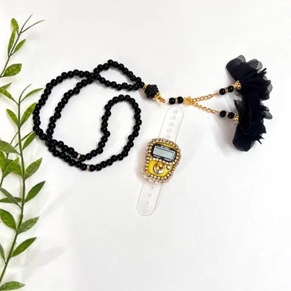 black turkish tasbeeh and golden digital counter 