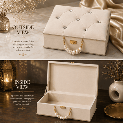 Pearl White Crystal-Tufted Barkat-e-Jariyah Hampers  Quran Gift Set.