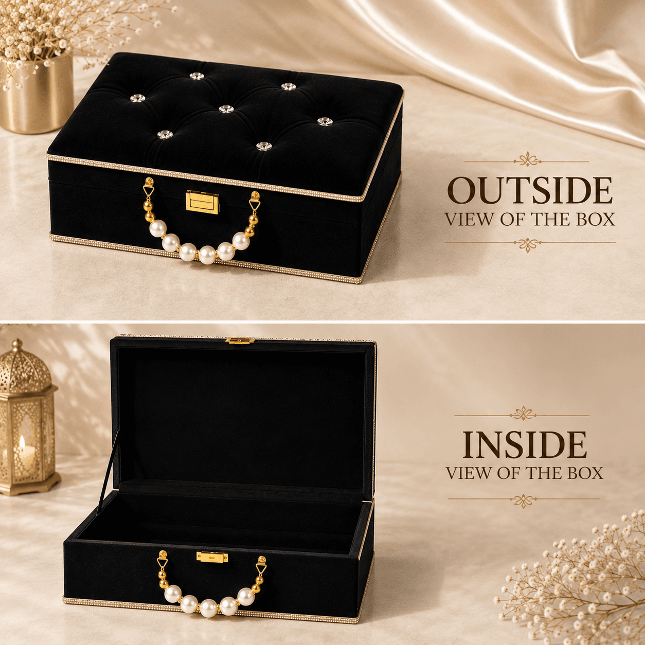 Black Luxe Diamond-Studded Velvet Gift Box.