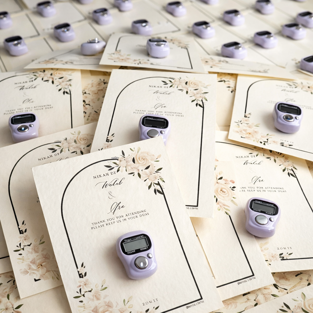 Tasbih Wedding Favors with Digital Counter | Custom Islamic Wedding Return Gift | Bride & Groom Names + Date