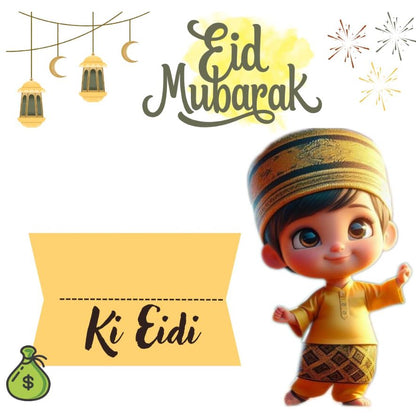 Eid mubarak PACK OF 24 Eidi Card With Cuts For Keeping Currency Notes And space for writing Names For gifts Ramadan cards, Eid Mubarak|Eidi cards for kids