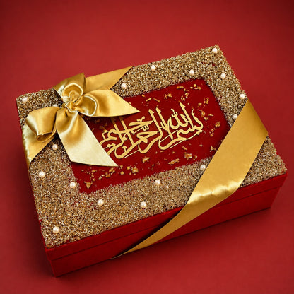 Red Couple Quran Hamper | Personalized Resin Islamic Gift Set for Couple