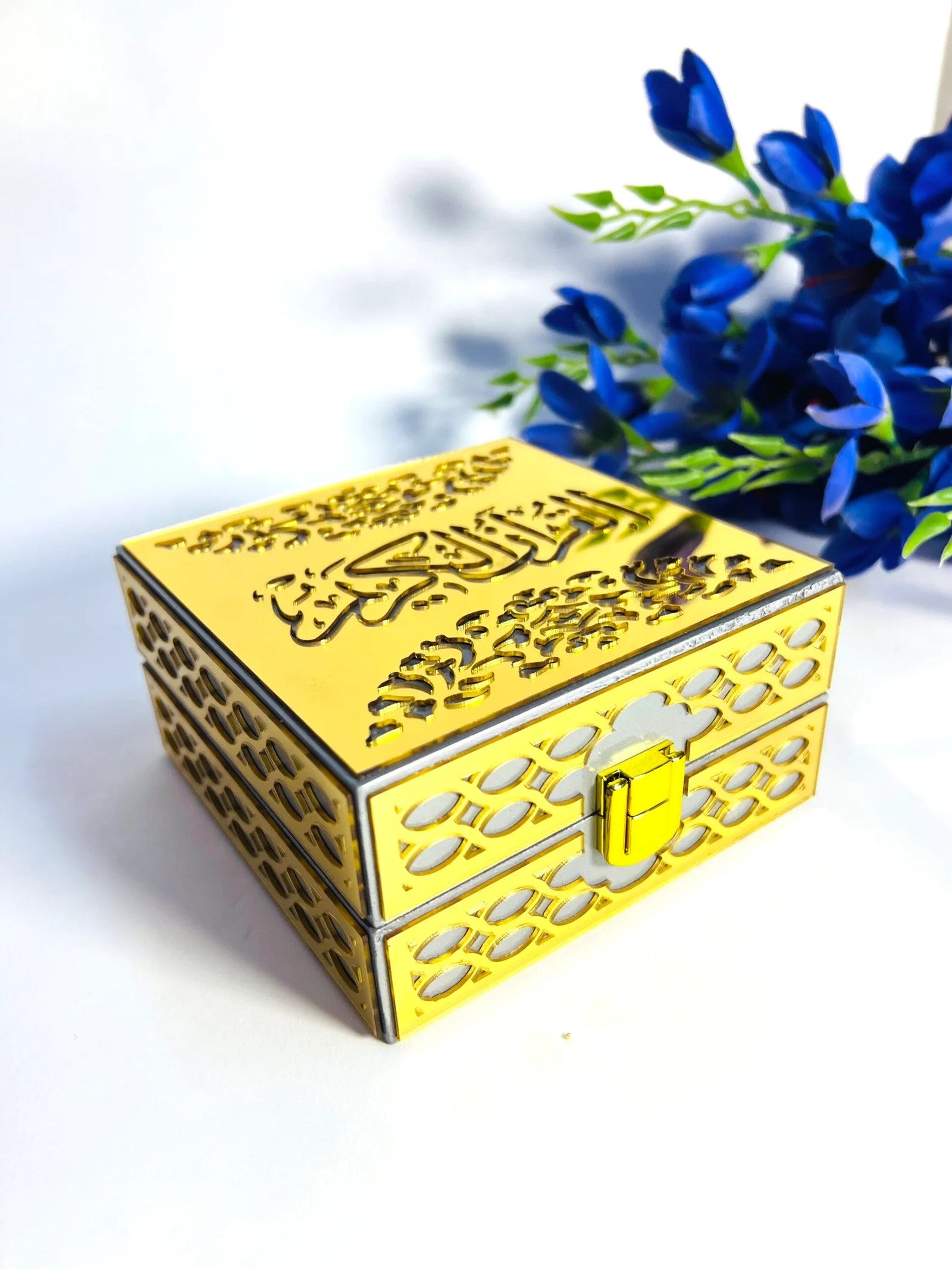 golden mini quran acrylic golden box