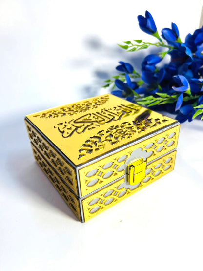 golden mini quran acrylic golden box