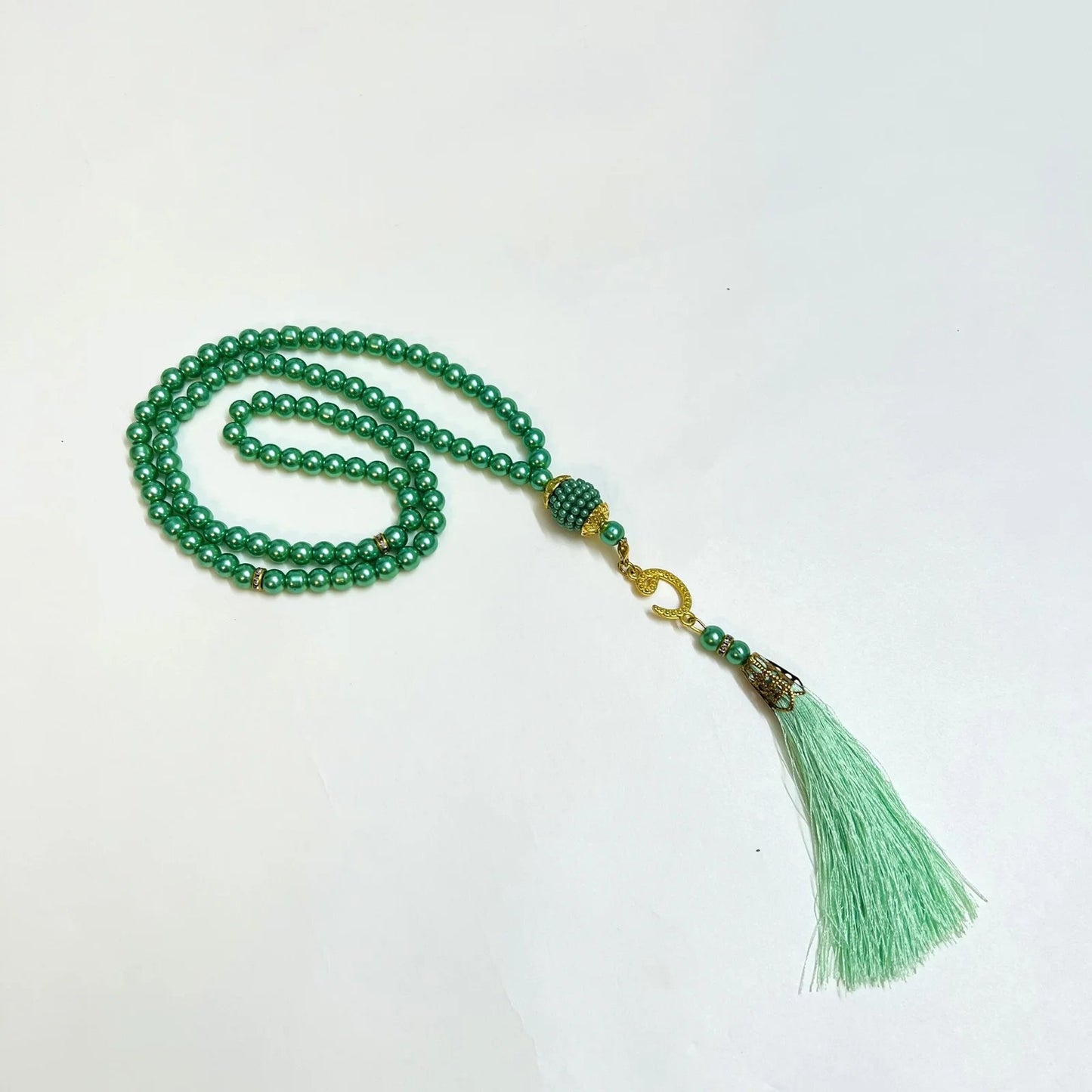 green turkish 100 beads acrylic tasbeeh 
