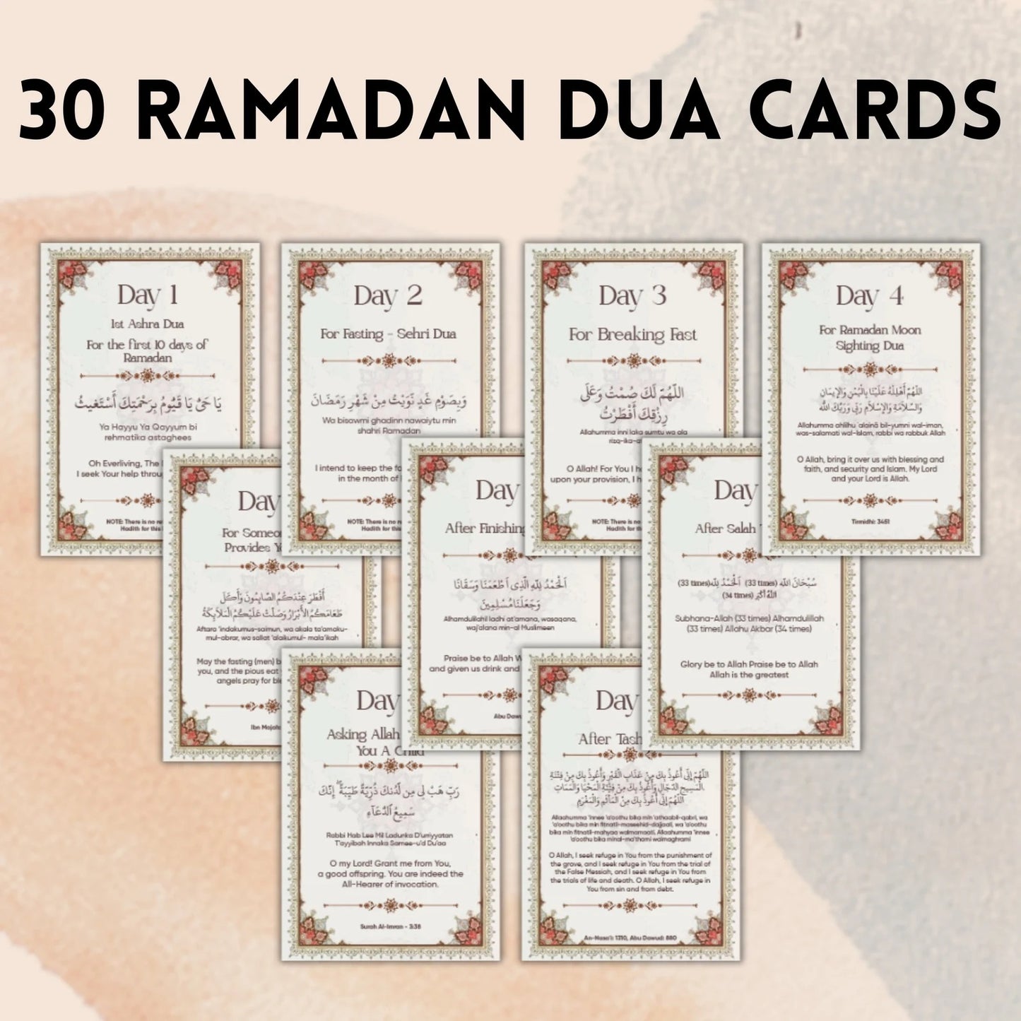 30 Ramadan Dua Cards | Digital Download only 1 PDF file