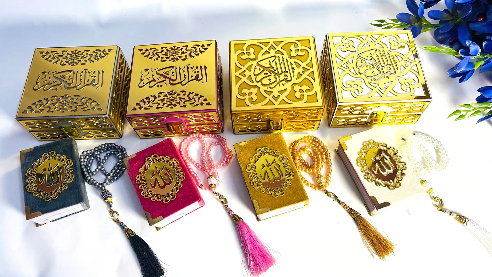 Mini Quran Tasbih Set| Personalized Velvet Mini Quran Pearl