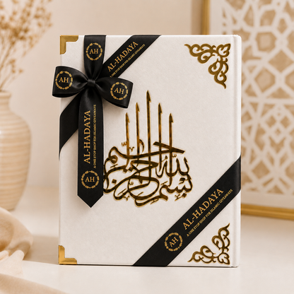 Off-White Velvet Arabic Colour-Coded Quran Glossy Pages