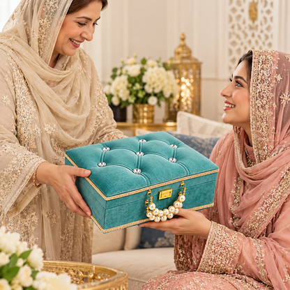 Premium Diamond tufted Gift Box | Luxury Gift Box | Colour Torqoise